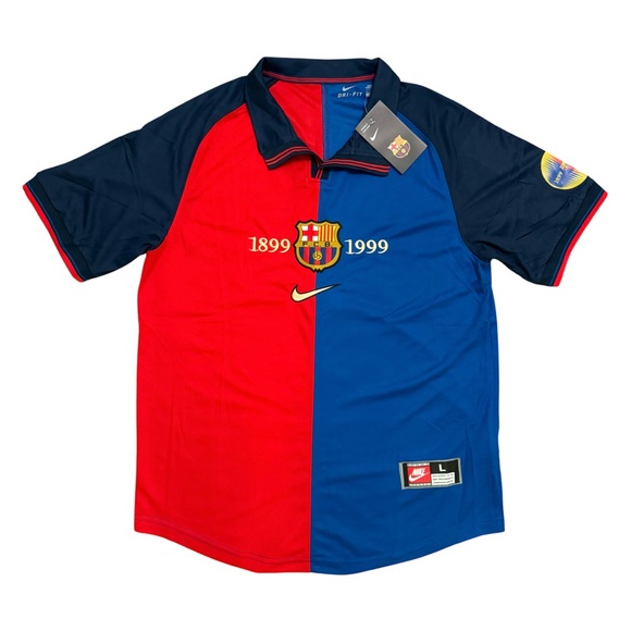 FC Barcelona 1999 Rivaldo #11 Soccer Jersey Vintage 100th Anniversary M-L - Picture 1 of 8